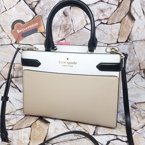 New purse staci medium satchel shoulder bag beige leather Crossbody Kate Spade